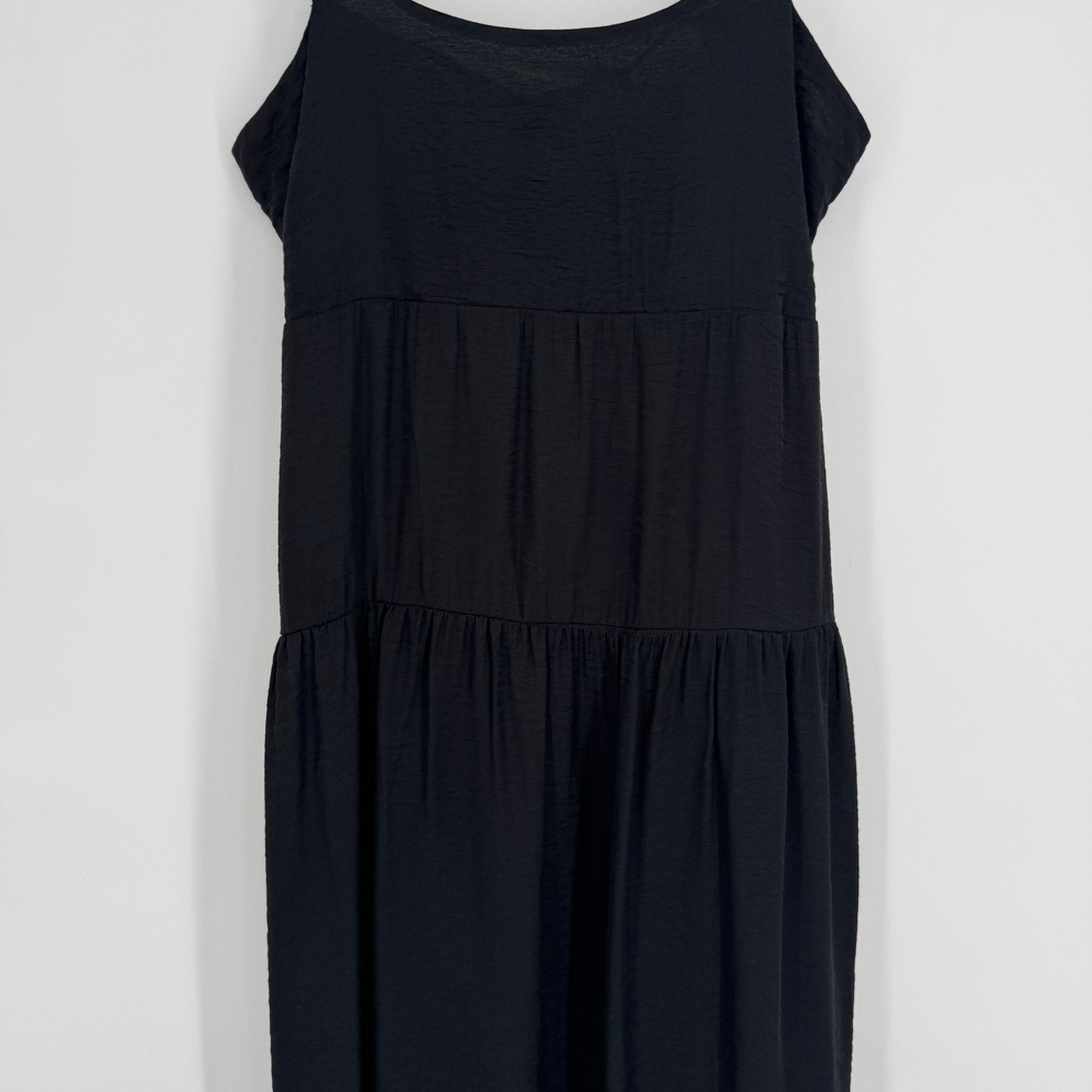 Moon River Open Back Maxi Dress Medium Black Strappy Ruffle Hem Elegant Chic - Picture 6 of 14